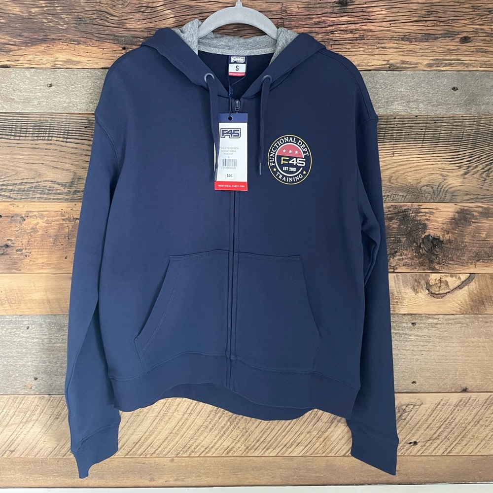 F45 Navy Zip-Up Hoodie with Hood
